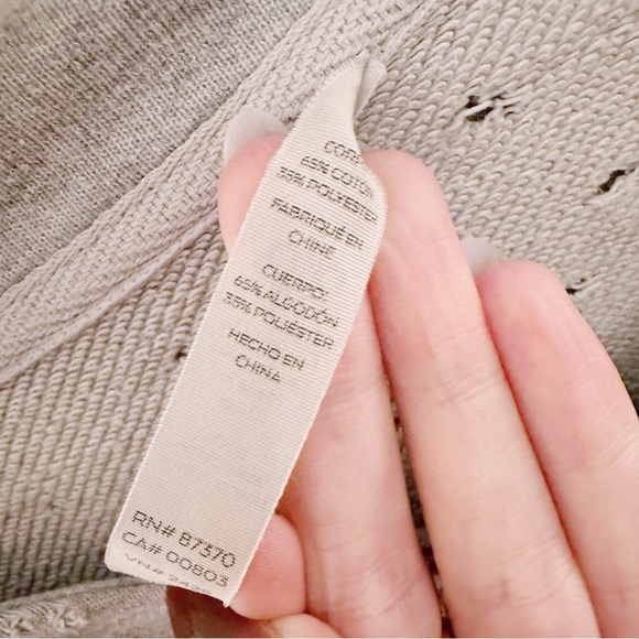 ALO Distressed Holes Pullover Gray Cropped Sweatshirt - Picture 6 of 7